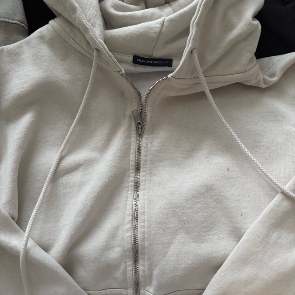 Brandy Melville Off-White Zip-Up Hoodie